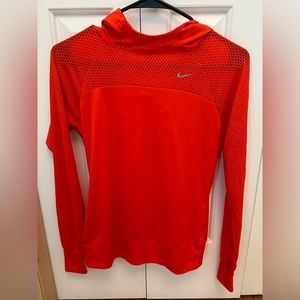 Red/Orange Nike Dri-FIT Hooded Long Sleeve Size S